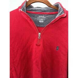 Polo Ralph Lauren Red Sweater‎ Mens Size Medium/M 1/4 Zip Cotten Blend